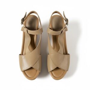 Women’s Kenneth Cole Reaction Beige Cork Wegdes Strappy Heels Sandals Size 8.5